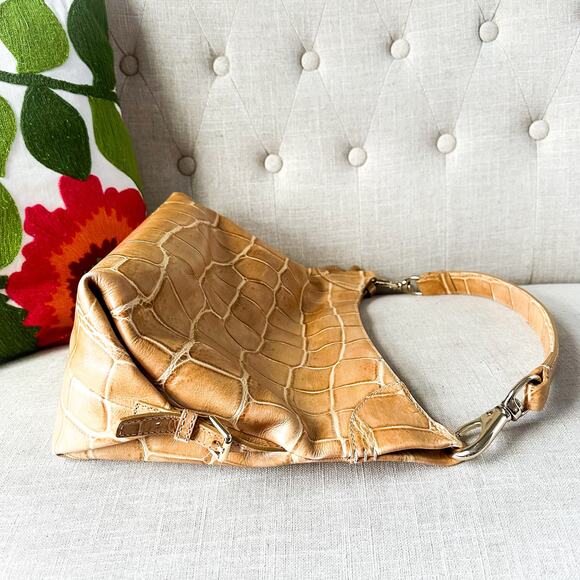 Vintage Mint DOONEY & BOURKE Tan Crocodile Embossed Leather Shoulder Bag - Picture 6 of 12
